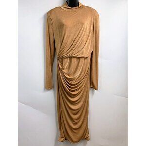 Jlux Label Women's Mock Neck Long Sleeve Stretch Keyhole Maxi Dress Size 2XL NWT